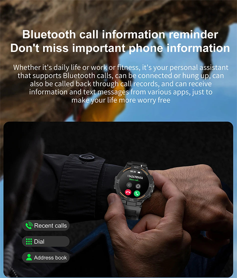 Military Smartwatch with HD Screen & BT Call