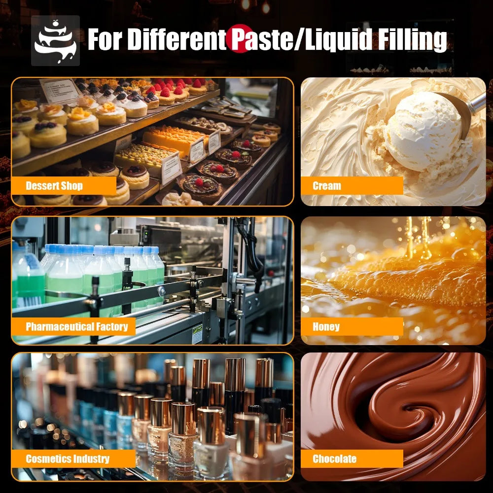 Donut Filler Machine 5L Manual Donut Jelly Filler Injector Machine Doughnuts Filling Machine with 4 Pipes for Restaurant Kitchen