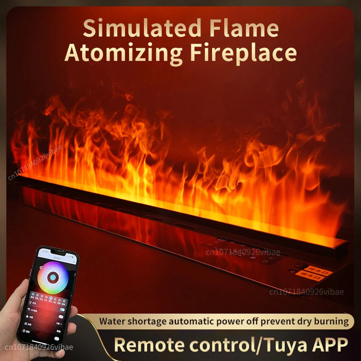 3D Steam Electric Fireplace with App Control Smart LED Flame Water Vapor Humidifier for Bedroom Living Room TV Decor