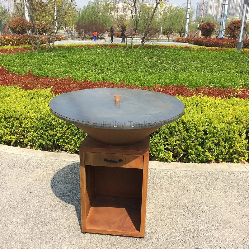 Heavy Duty Outdoor Barbeque Corten Steel Metal Fire Pit Barbecue Grill