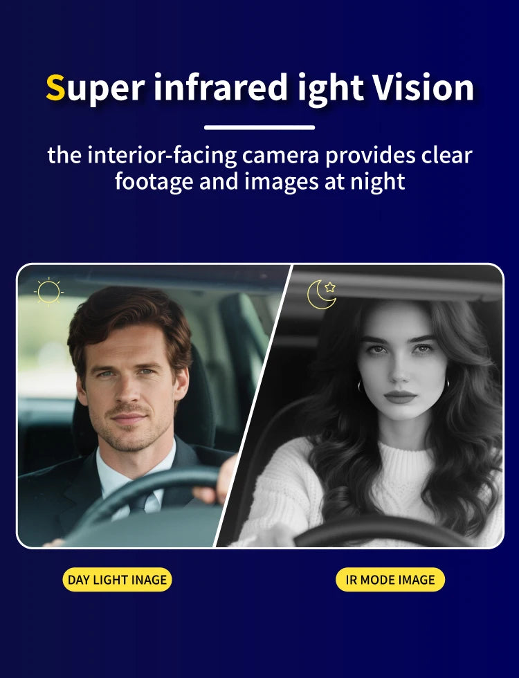 Car Dvr HD 1080P Dash Cam 3Lens Front Inside Rear Wide Angle Loop Recording Night Vision G-sensor Camera Vehicle Accessories