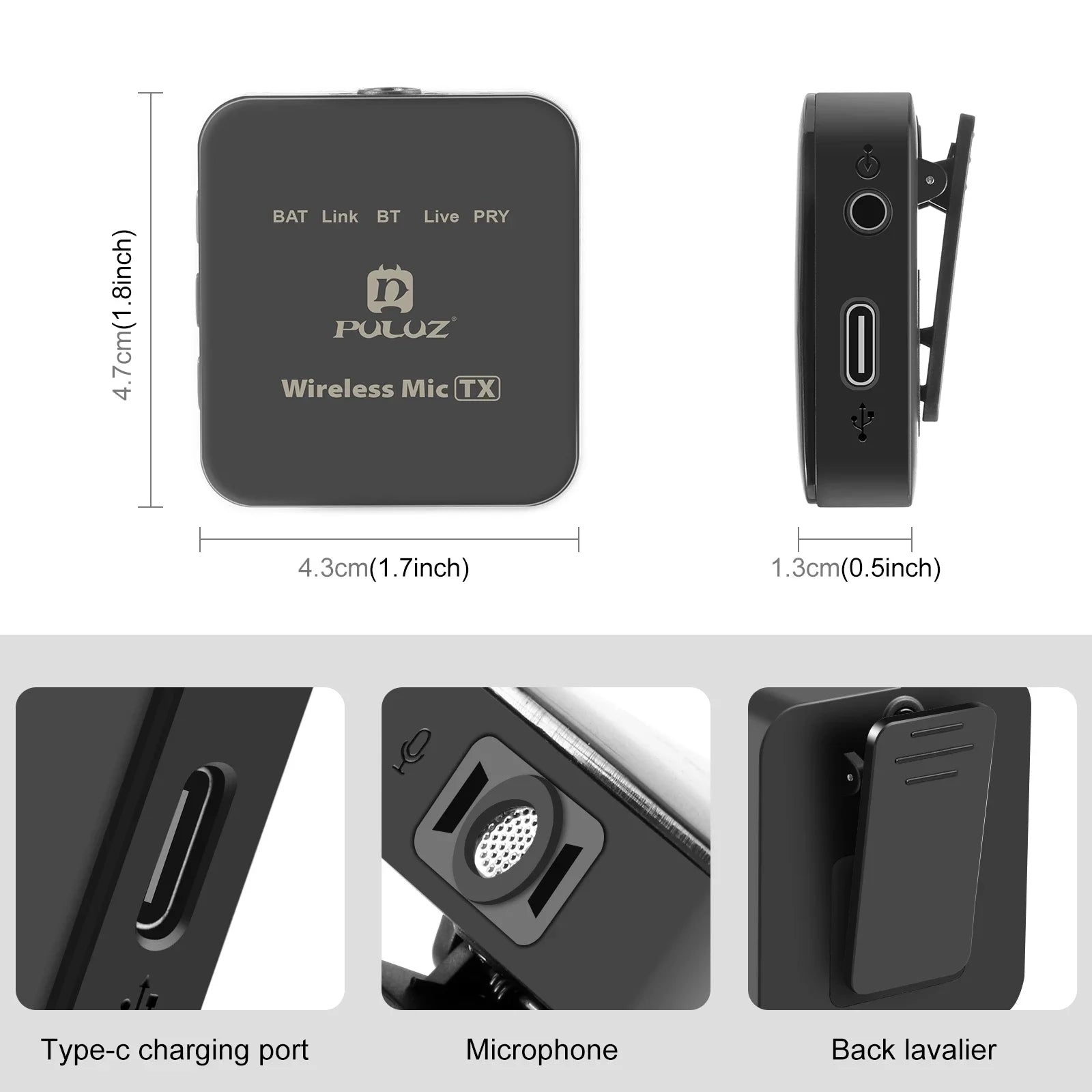 PULUZ Wireless Lavalier Mini Microphone