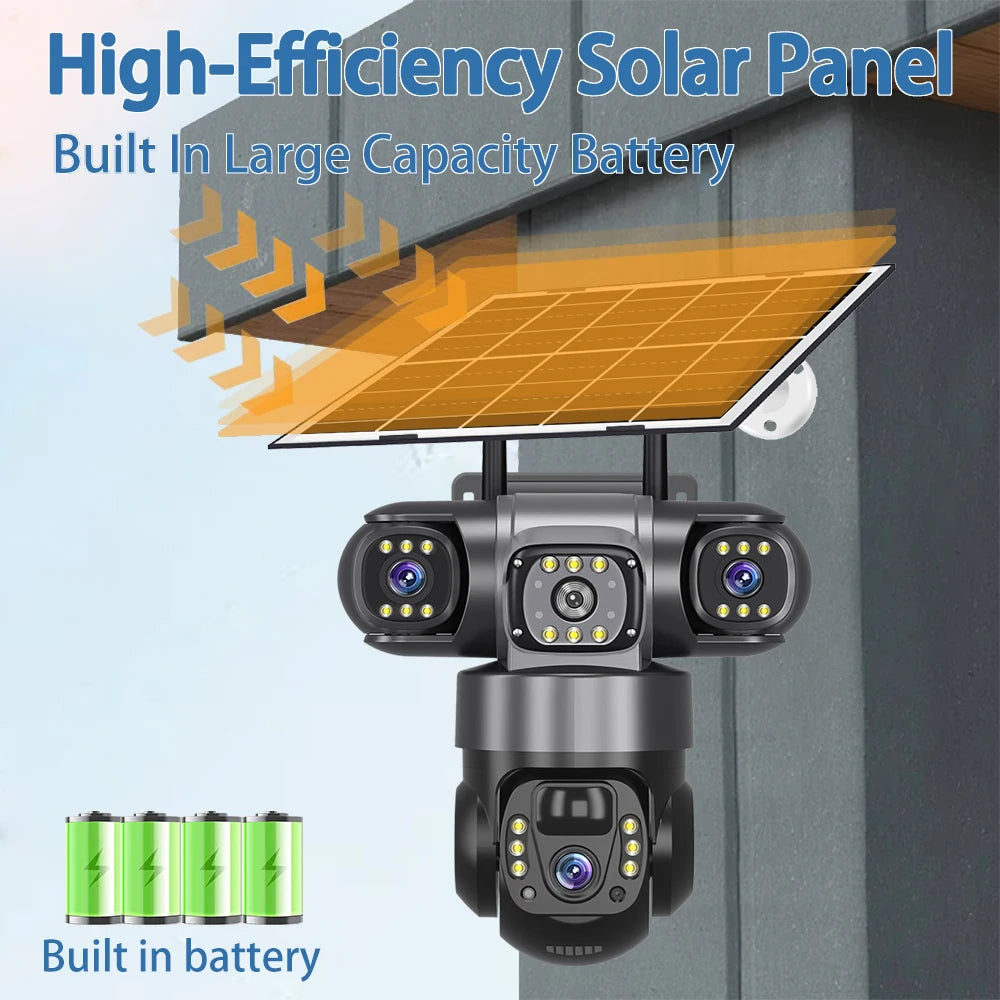 V380 Pro 6K 4G Solar Triple-Lens Outdoor Security Camera