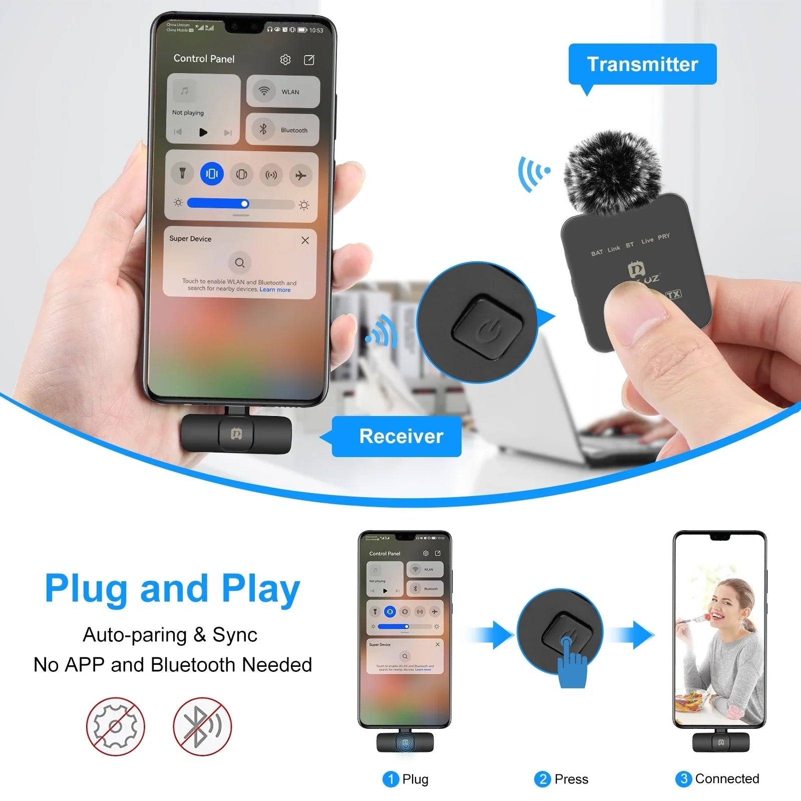 PULUZ Wireless Lavalier Mini Microphone