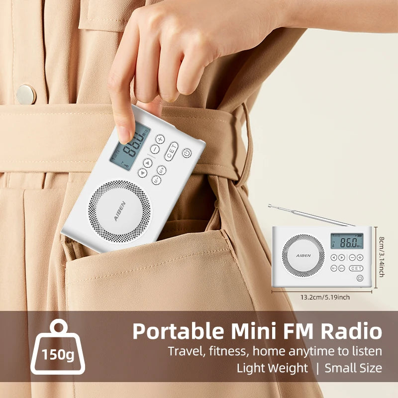 AIBEN C5S Mini Portable Rechargeable FM Radio