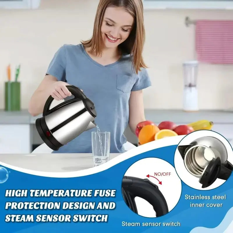 2L Stainless Steel Electric Kettle – Smart Whistle Kettle