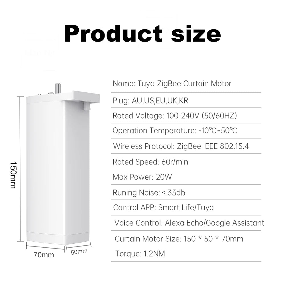 Tuya 155MM Zigbee/WiFi Smart Curtain Motor