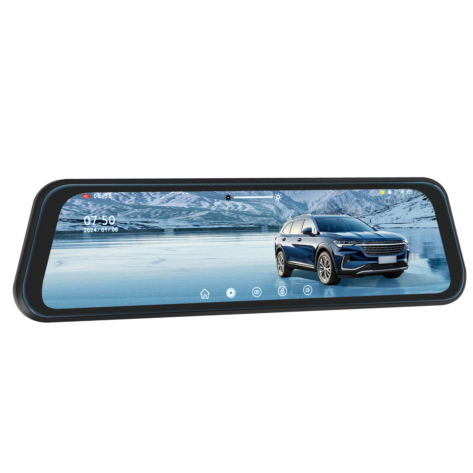 Podofo 9.66Inch Dash Cam 1080P Car DVR Dual Lens HD Rear View Mirror Car Recorder Loop Recording Motion Detection Night Vision