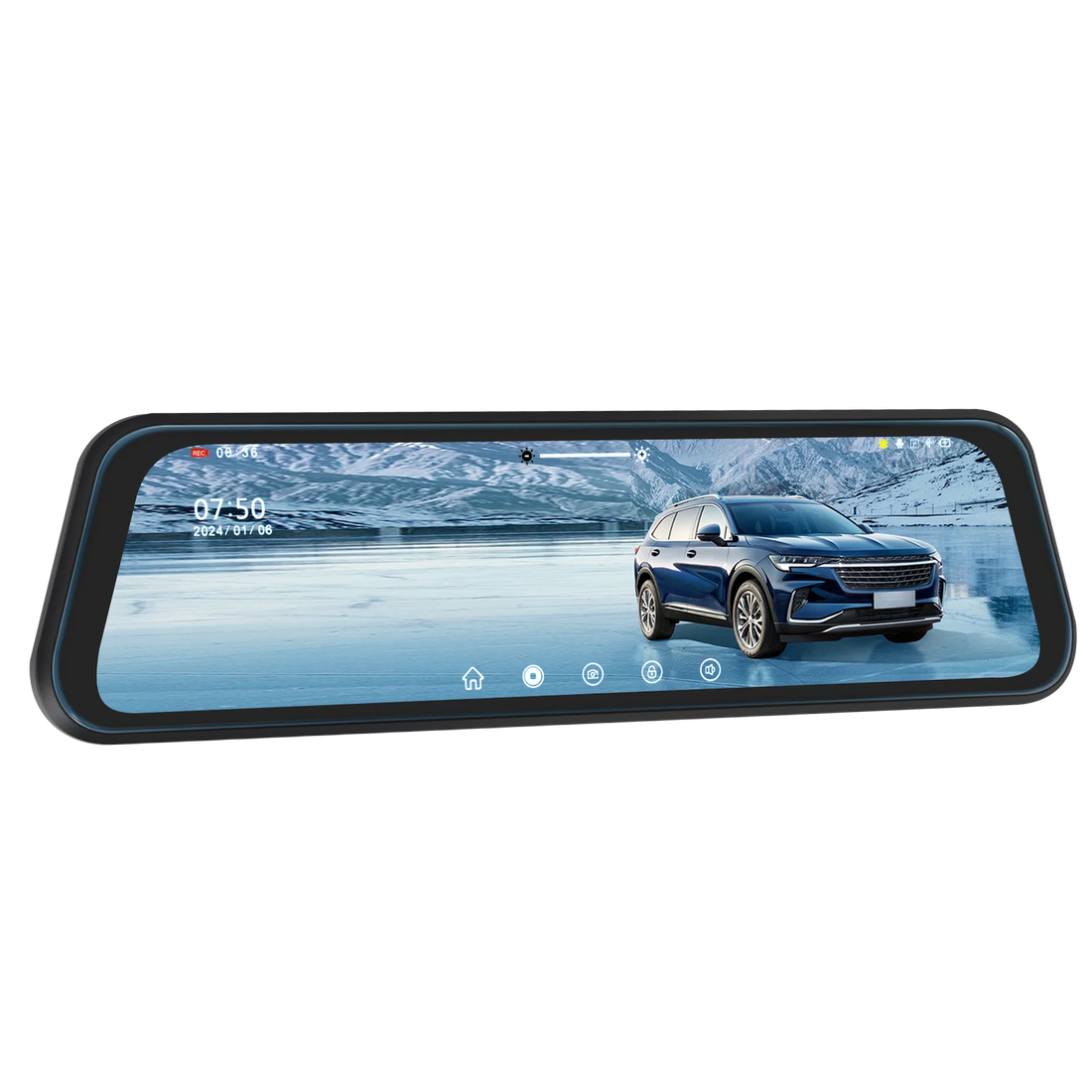 Podofo 9.66Inch Dash Cam 1080P Car DVR Dual Lens HD Rear View Mirror Car Recorder Loop Recording Motion Detection Night Vision