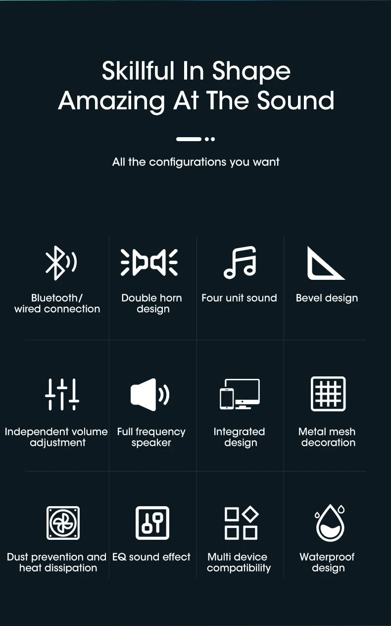 PC Soundbar Bluetooth & Wired USB Speaker