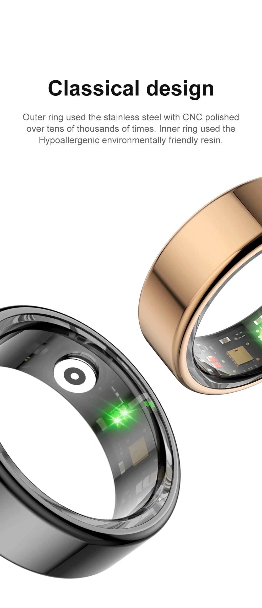 COLMI R02 Smart Ring – Health Monitor, 39-Day Battery, Waterproof with Charging Case