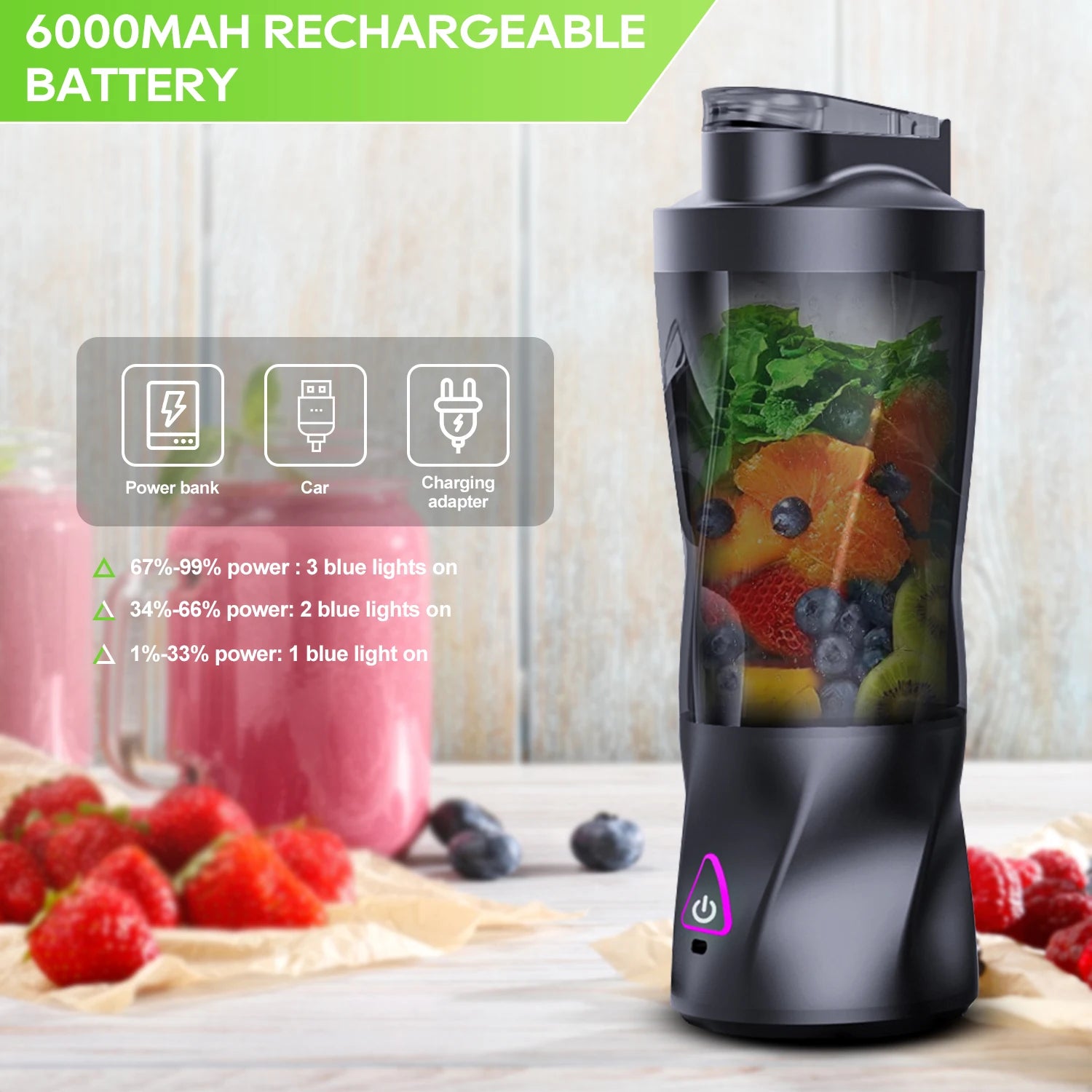 Portable USB Rechargeable Juicer Blender – 700ML