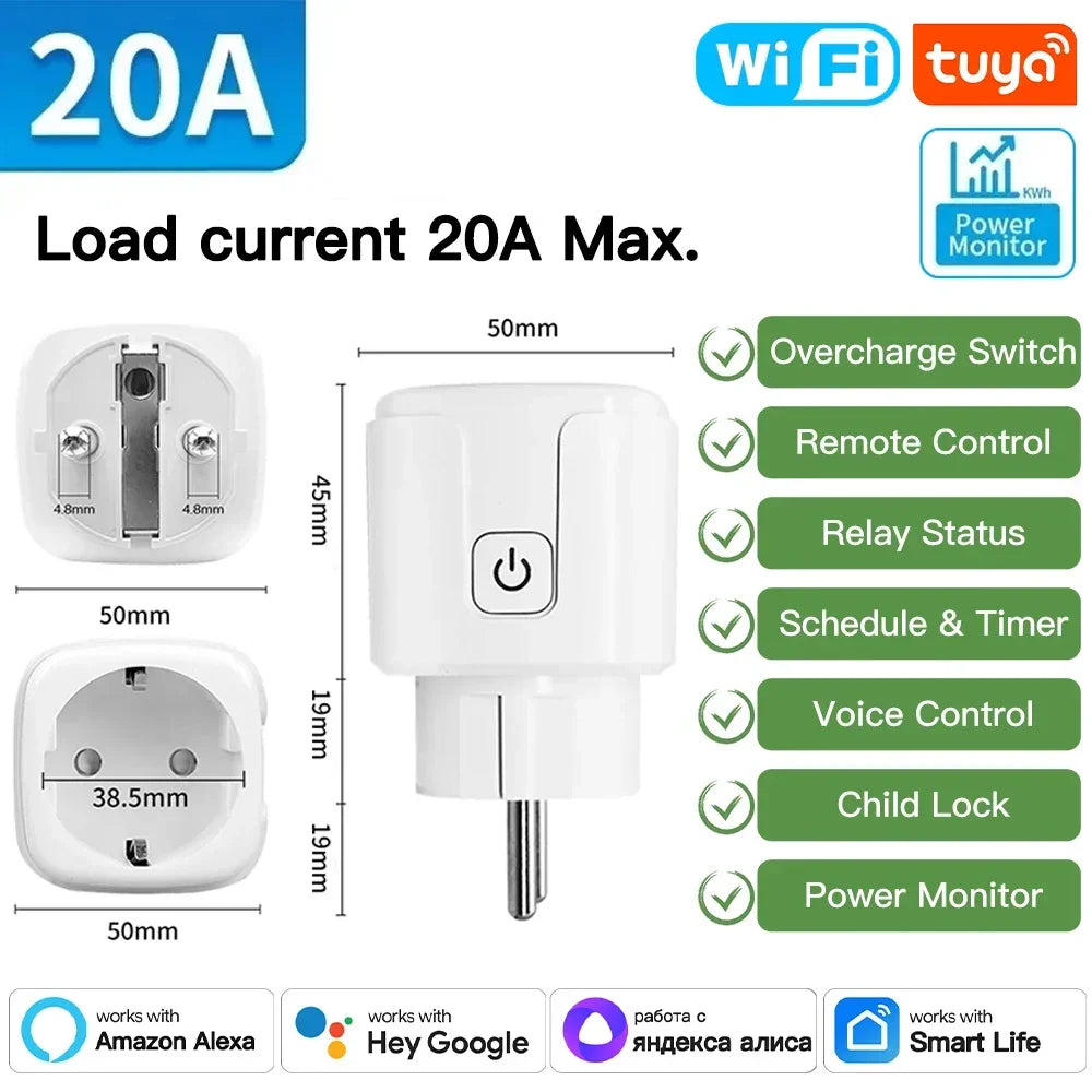 TNCE Tuya WiFi/Zigbee EU Smart Plug 16A/20A