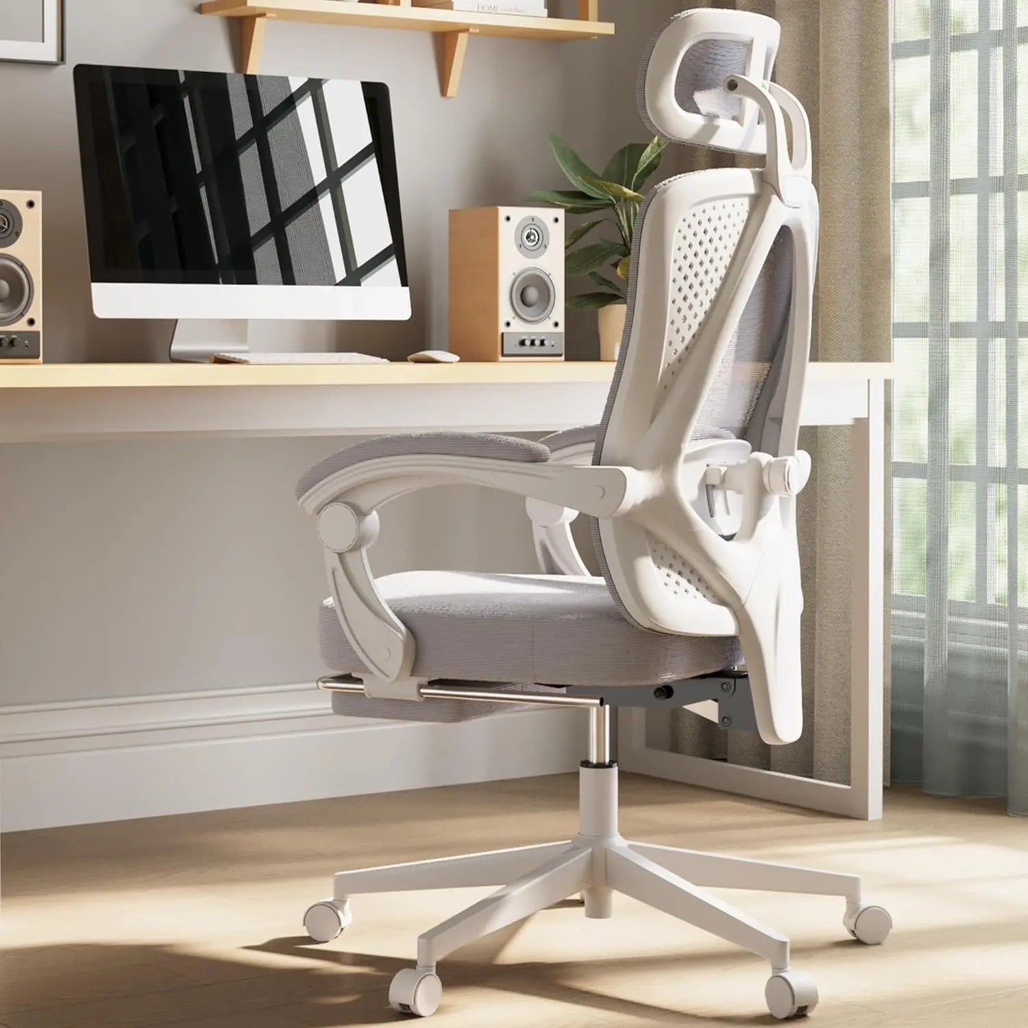 Dowinx Ergonomic Office Chair,Mesh Computer Chair with Pocket Spring Desk Chair with Adjustable Lumbar Support and Headrest