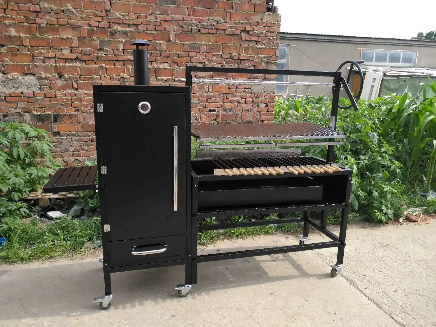Portable Smoker BBQ Argentina Grill Pit Machine Charcoal With Rotisserie
