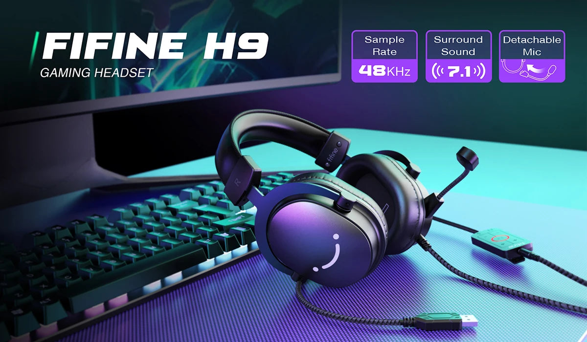 FIFINE H9 Wired Gaming Headset with 7.1 Surround Sound