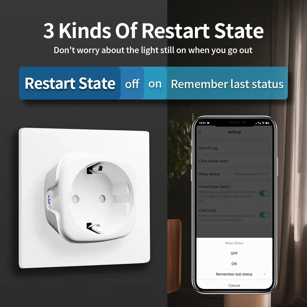 TNCE Tuya WiFi/Zigbee EU Smart Plug 16A/20A
