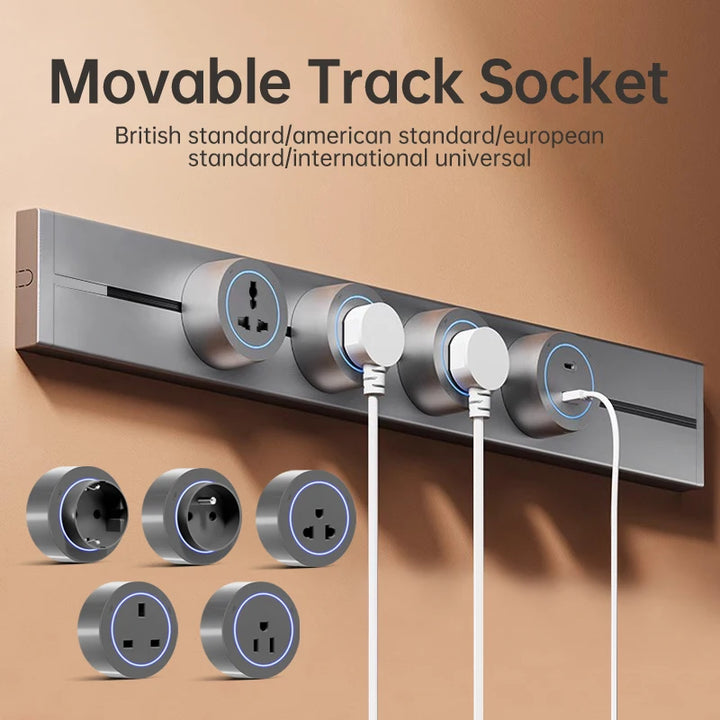 Wall Power Track Socket Removable Plugs Adapter EU UK US FR Korea Standard Type-C Universal Home Kitchen Office Electric Sockets