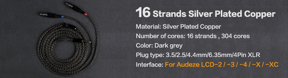 OPENHEART 16 Core Headphone Cable XLR 4.4mm 2.5mm 6.35mm Cable For Sennheiser HD580 HD600 HD650 hd545 hd565 hd535 HD660S HD6XX