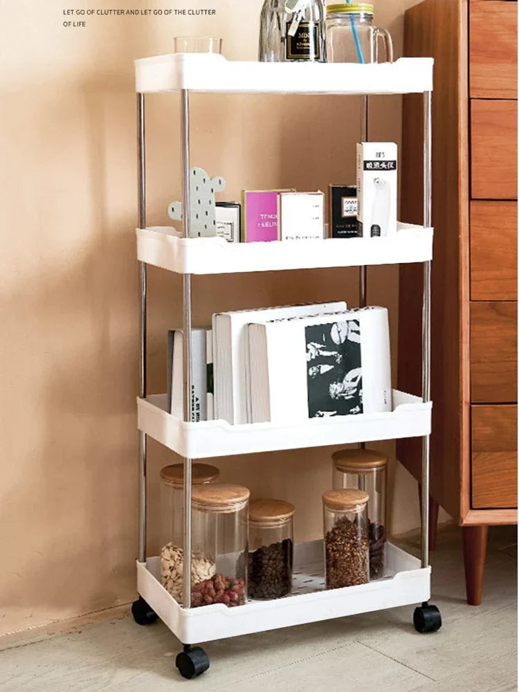 3/4-Tier Slim Rolling Storage Rack