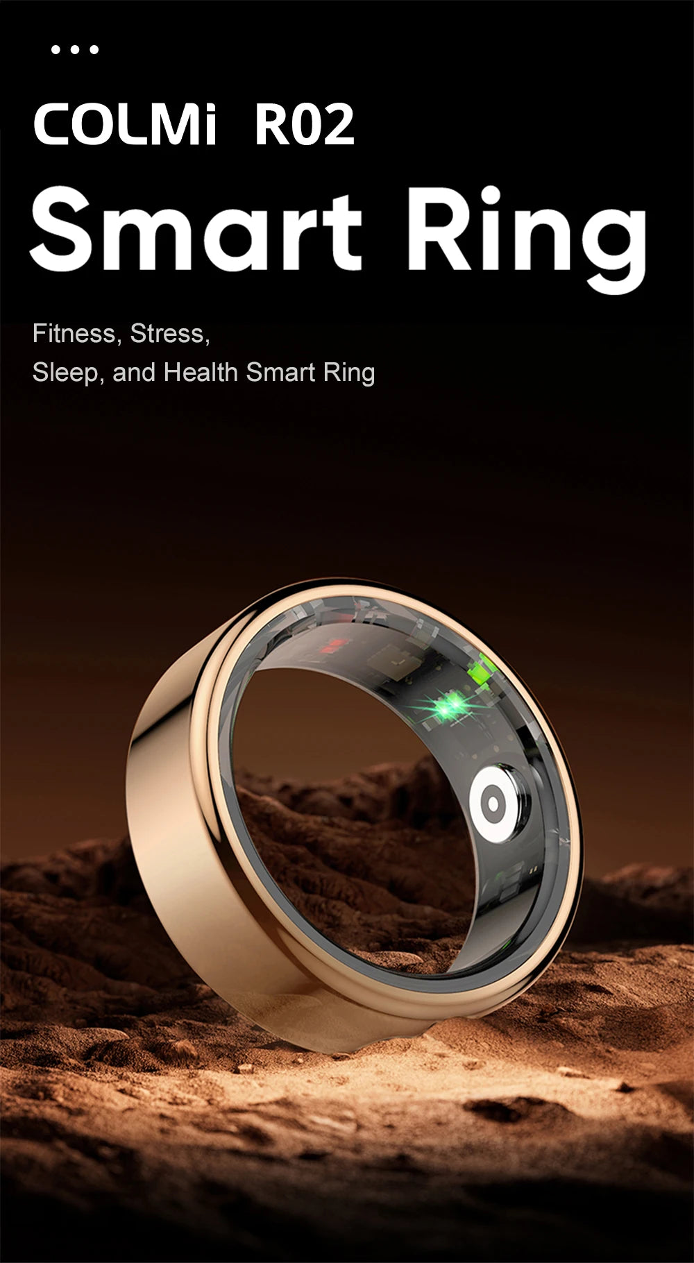 COLMI R02 Smart Ring – Health Monitor, 39-Day Battery, Waterproof with Charging Case
