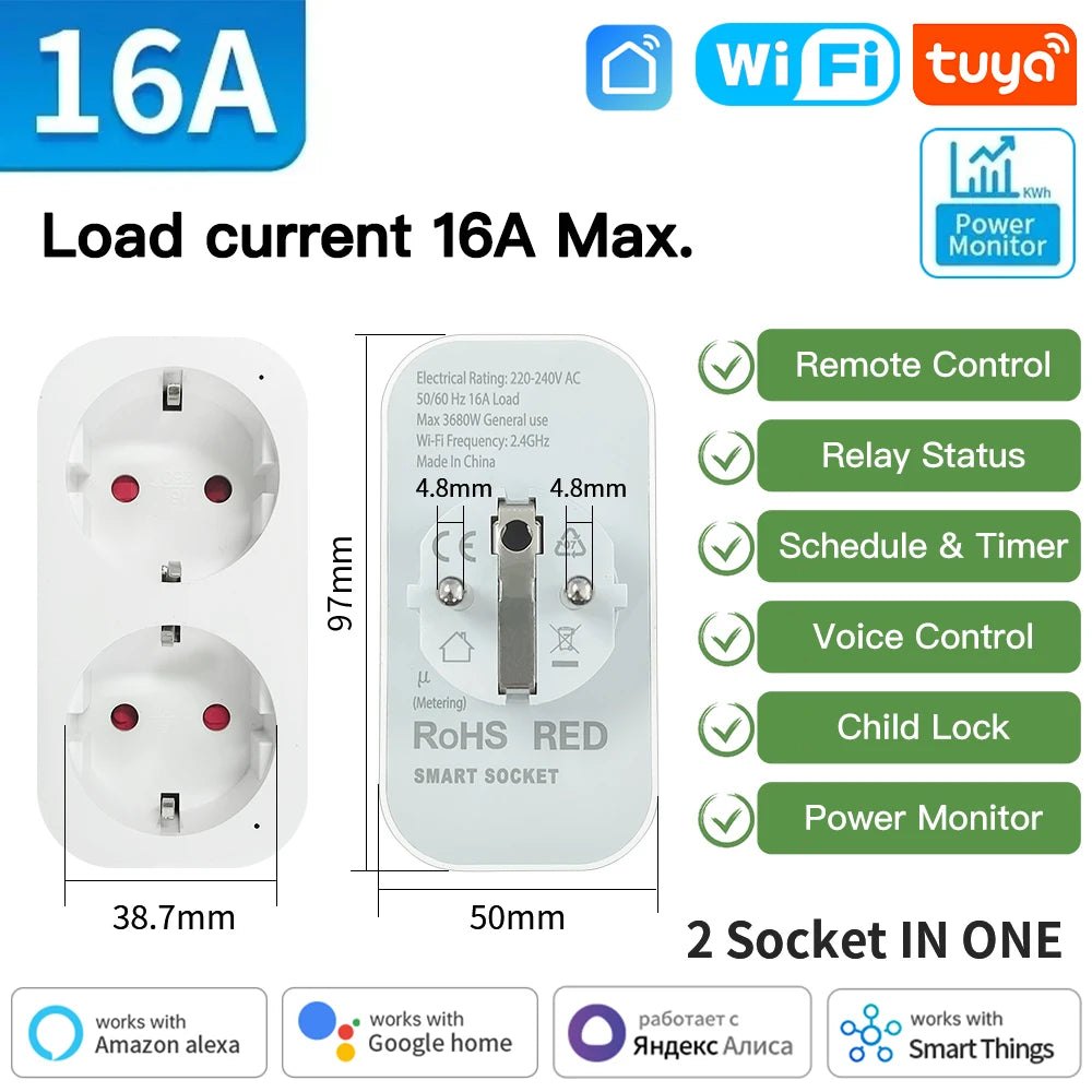 TNCE Tuya WiFi/Zigbee EU Smart Plug 16A/20A
