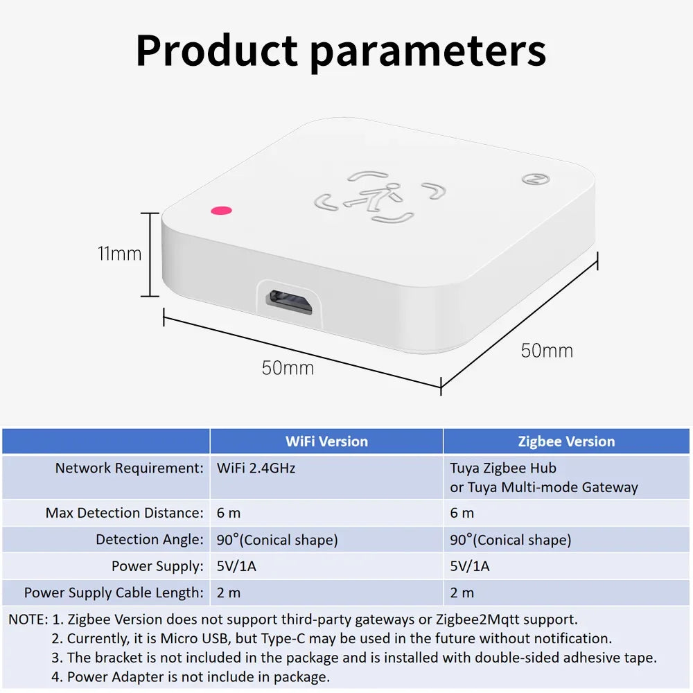 Tuya ZigBee WiFi Human Presence MmWave Sensor