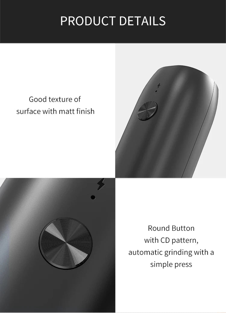 Rechargeable Salt & Pepper Grinder Set with USB Base