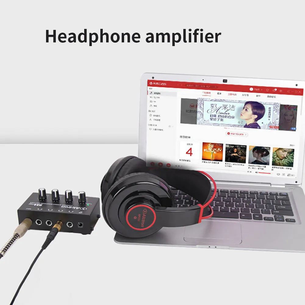 HA400 4-Channel Mini Headphone Amplifier with Power Adapter