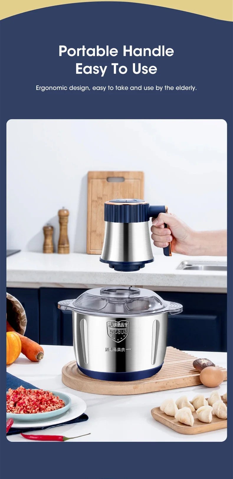 Stainless Steel Electric Meat Chopper & Food Processor
