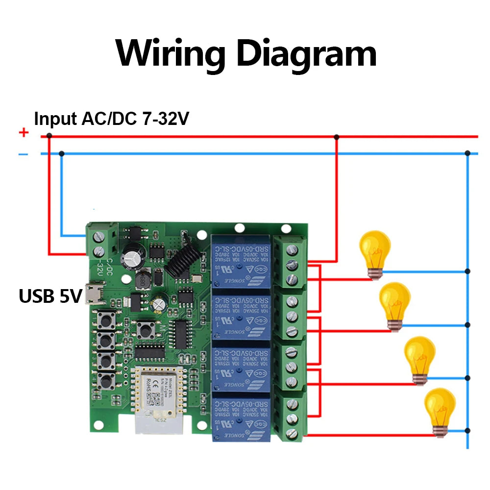 4CH Tuya WiFi Smart Relay Switch Module