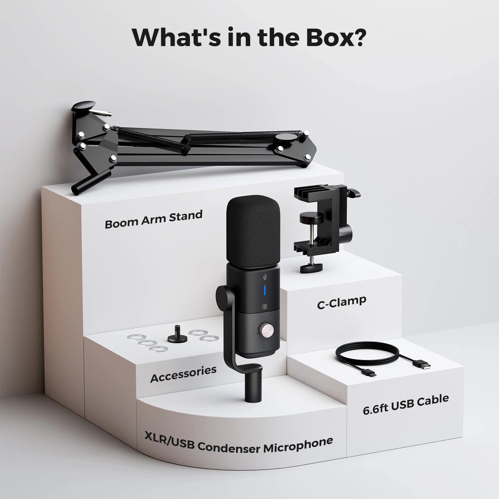 NearStream USB XLR Condenser Mic Boom Arm Plug-and-Play Professional Microphone pc for Streaming Podcast Studio set Recording