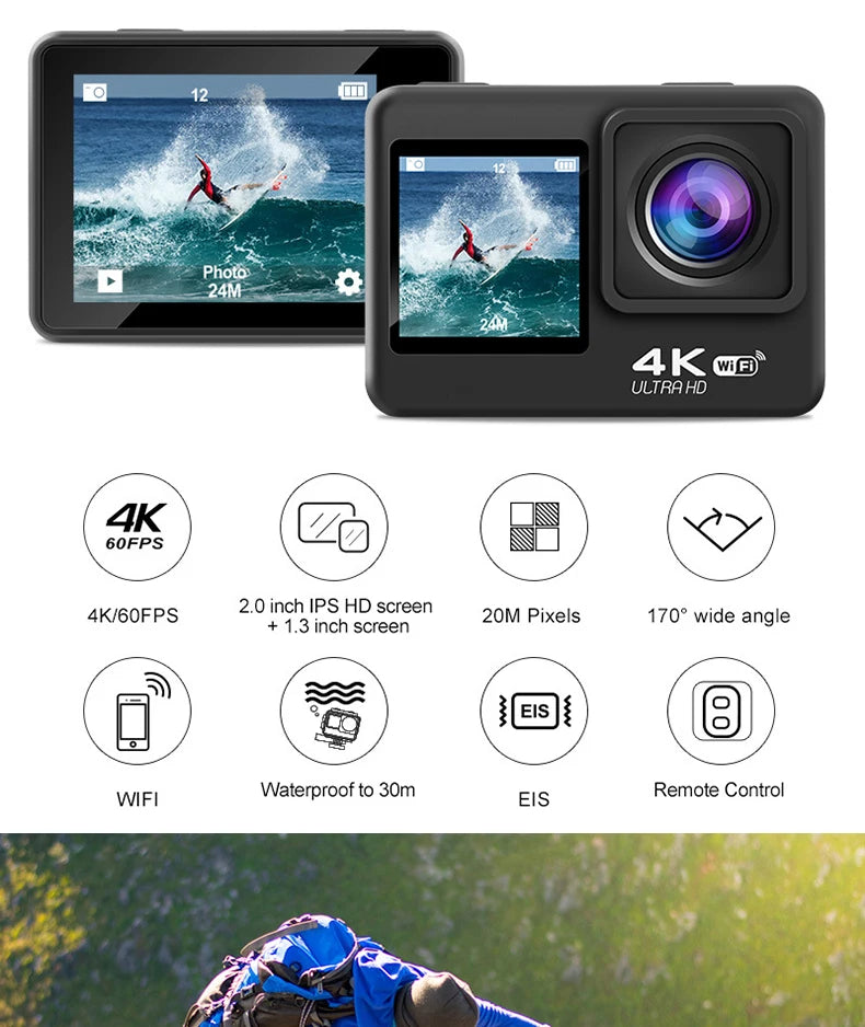 4K Ultra HD Action Camera with WiFi & Waterproof Case