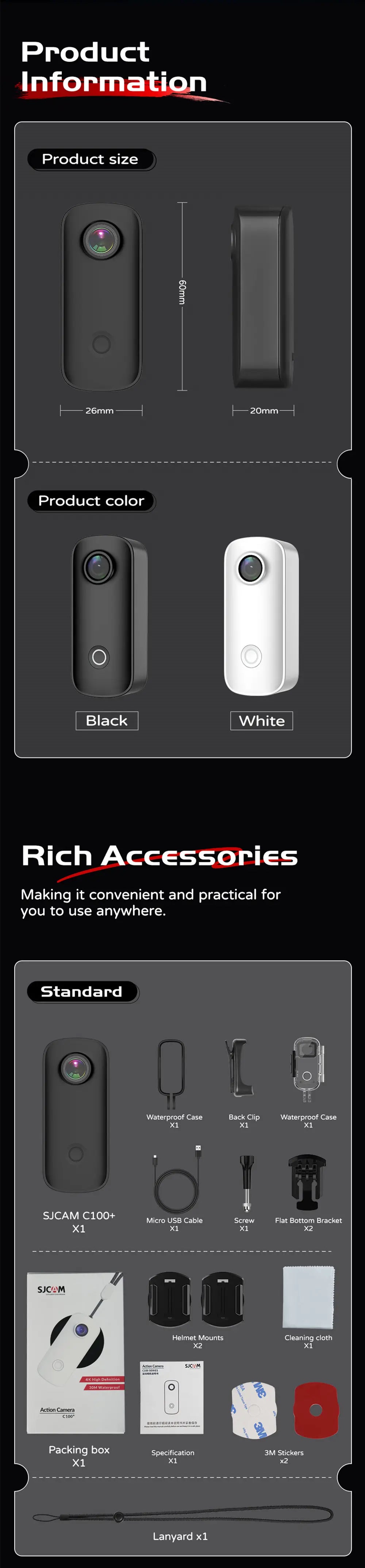 SJCAM C100 Plus 4K Waterproof Action Camera