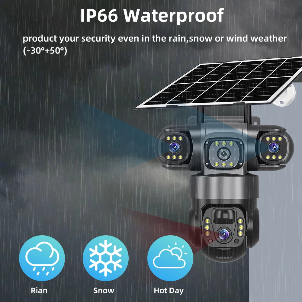 V380 Pro 6K 4G Solar Triple-Lens Outdoor Security Camera