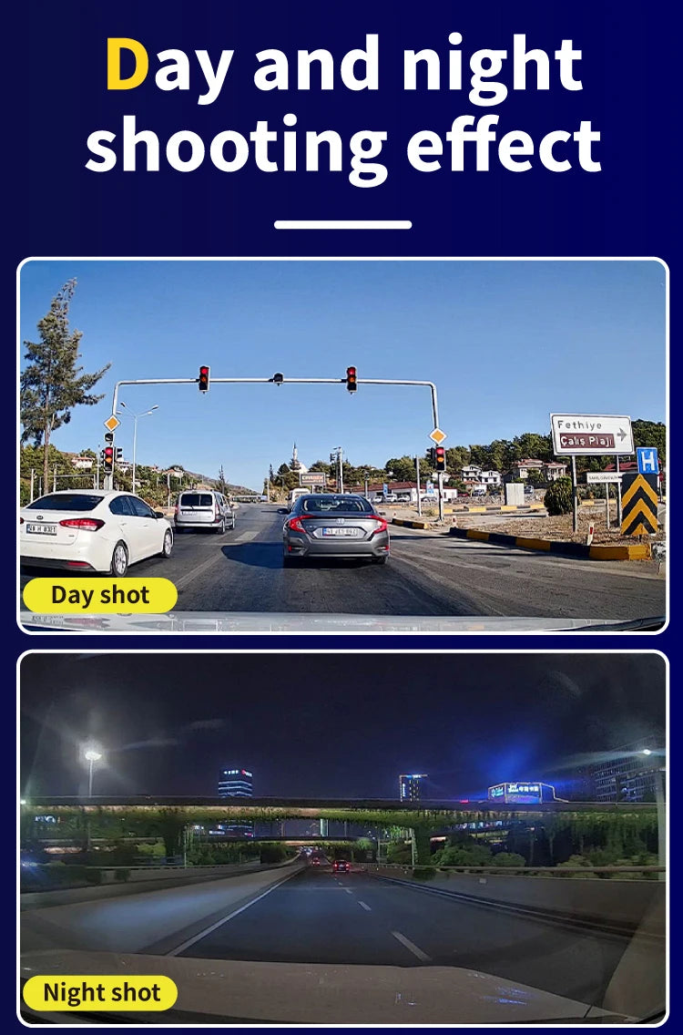 Car Dvr HD 1080P Dash Cam 3Lens Front Inside Rear Wide Angle Loop Recording Night Vision G-sensor Camera Vehicle Accessories