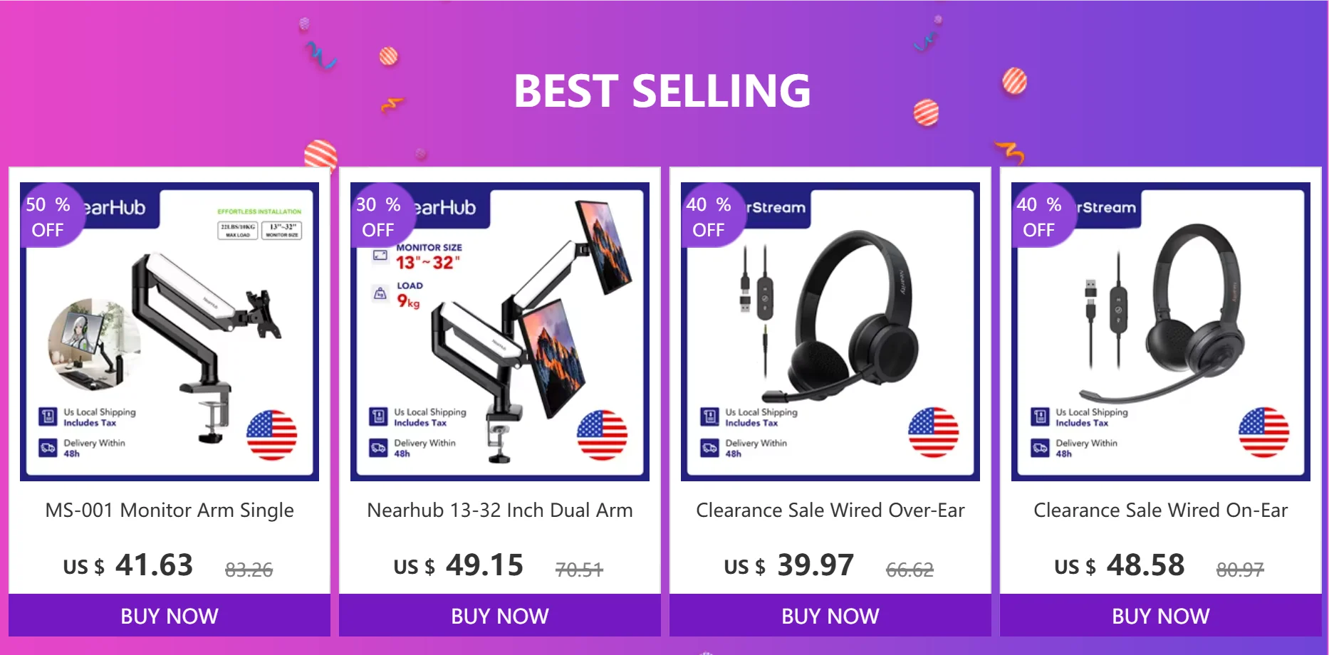 Nearhub 13-32 Inch Dual Arm Monitor Stand Desk Computer With C-Clamp & Grommet Mount,Effortless Installation Dual Monitor Mount