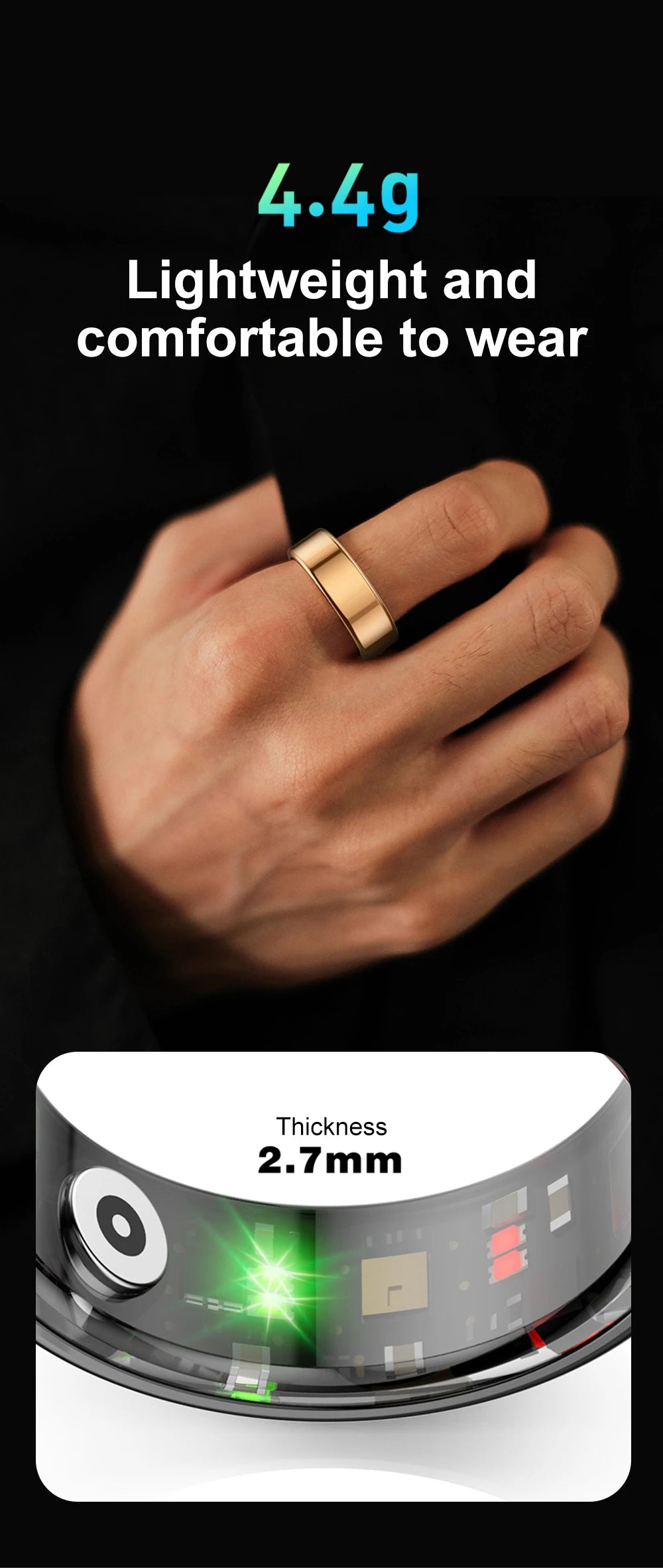 COLMI R02 Smart Ring – Health Monitor, 39-Day Battery, Waterproof with Charging Case