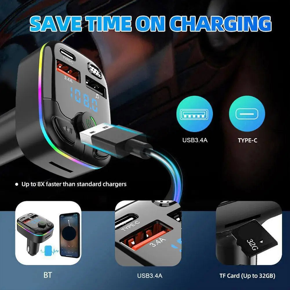 Bluetooth 5.0 Car FM Transmitter MP3 Player