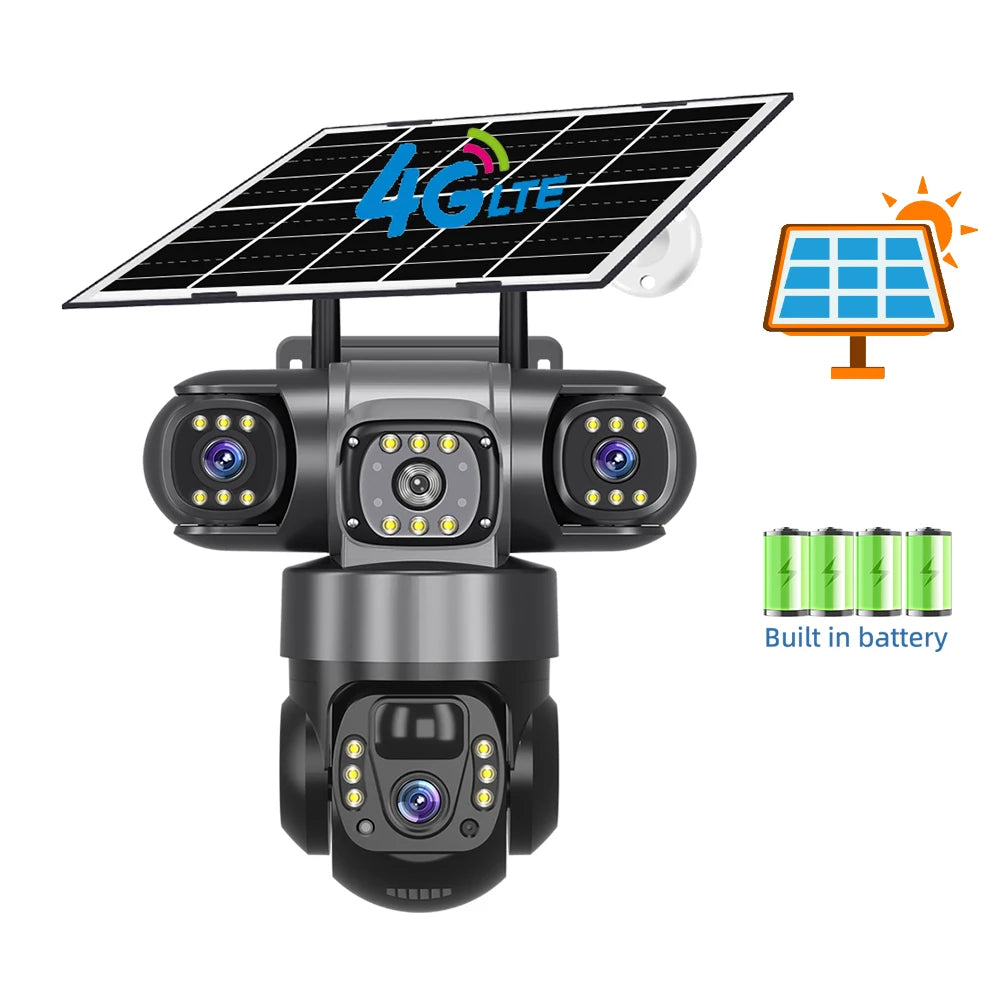 V380 Pro 6K 4G Solar Triple-Lens Outdoor Security Camera