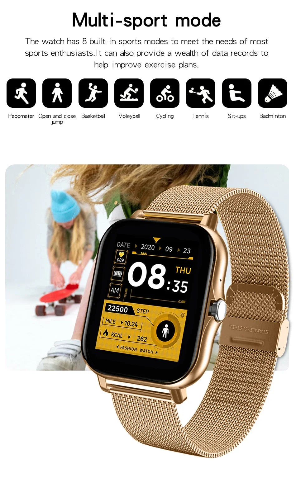 1.44" Bluetooth Smart Watch for Android & iOS