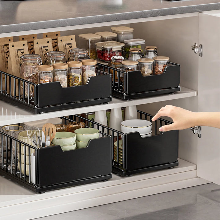 Kitchen Storage Rack Slide Drawer Storage Tray Pull Out Cabinet Organizer Seasoning Bottle Spice Storage Rack Kitchen Organizer
