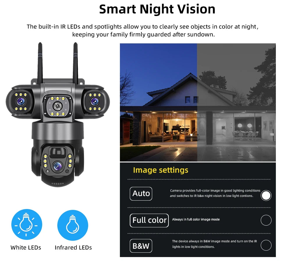 V380 Pro 6K 4G Solar Triple-Lens Outdoor Security Camera