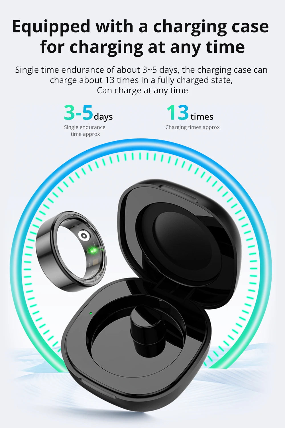 COLMI R02 Smart Ring – Health Monitor, 39-Day Battery, Waterproof with Charging Case