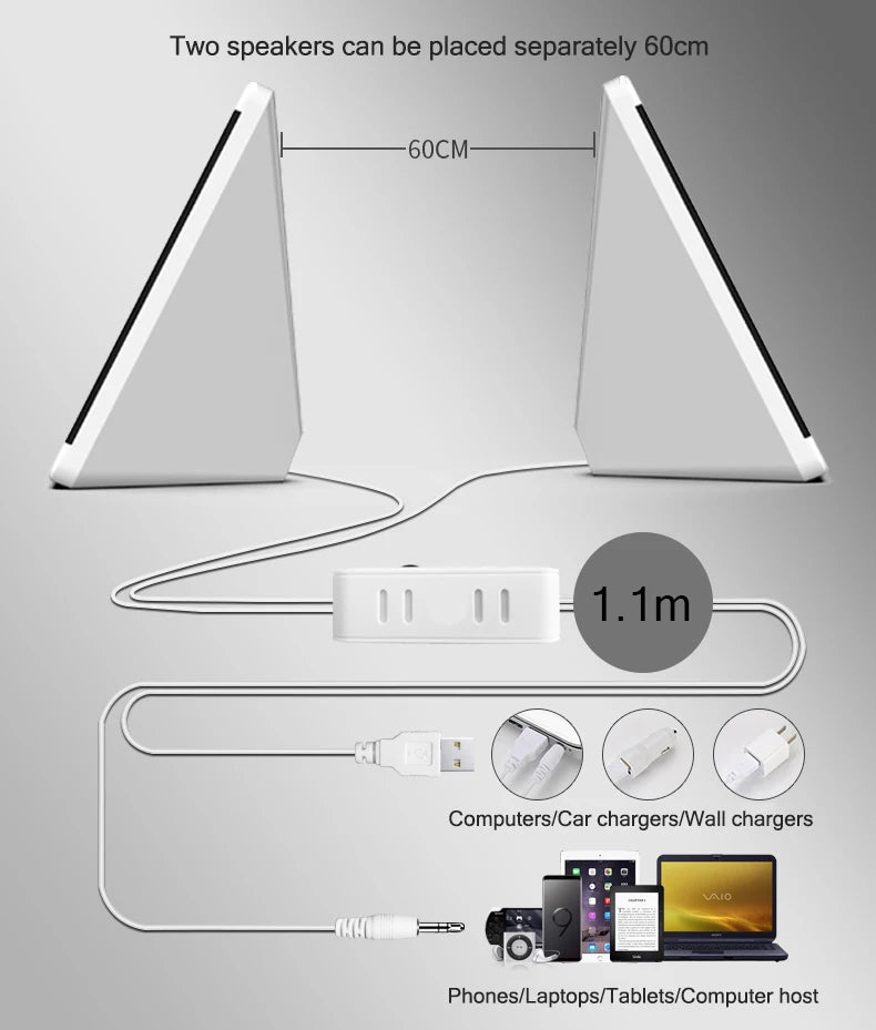 USB Portable Stereo PC Speaker for Laptop