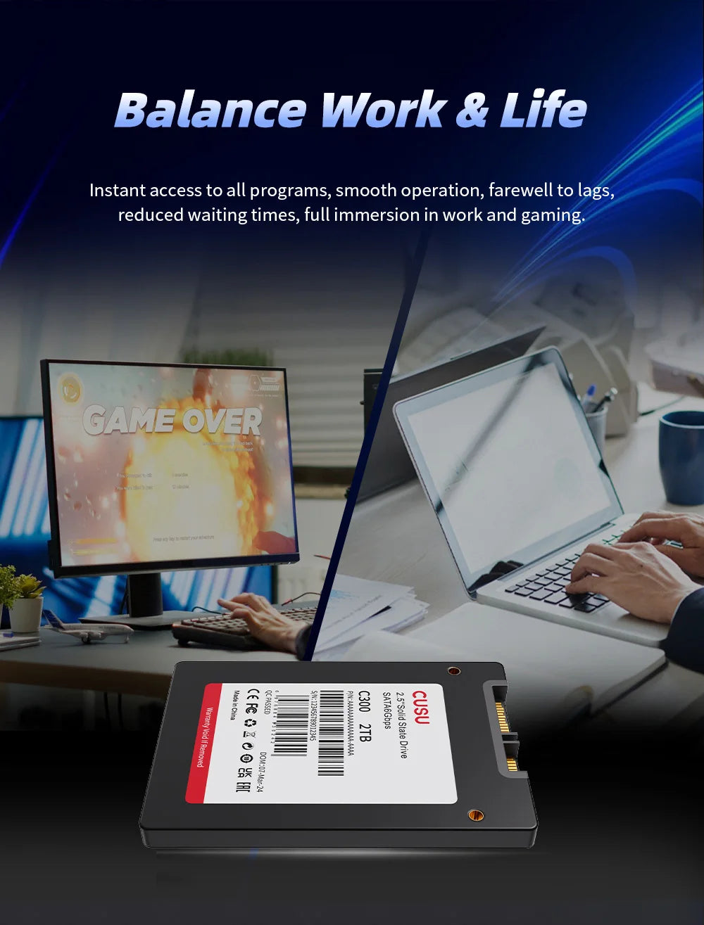 CUSU 2.5" SATA3 SSD – High-Speed Solid State Drive for PC & Laptop (120GB–2TB)