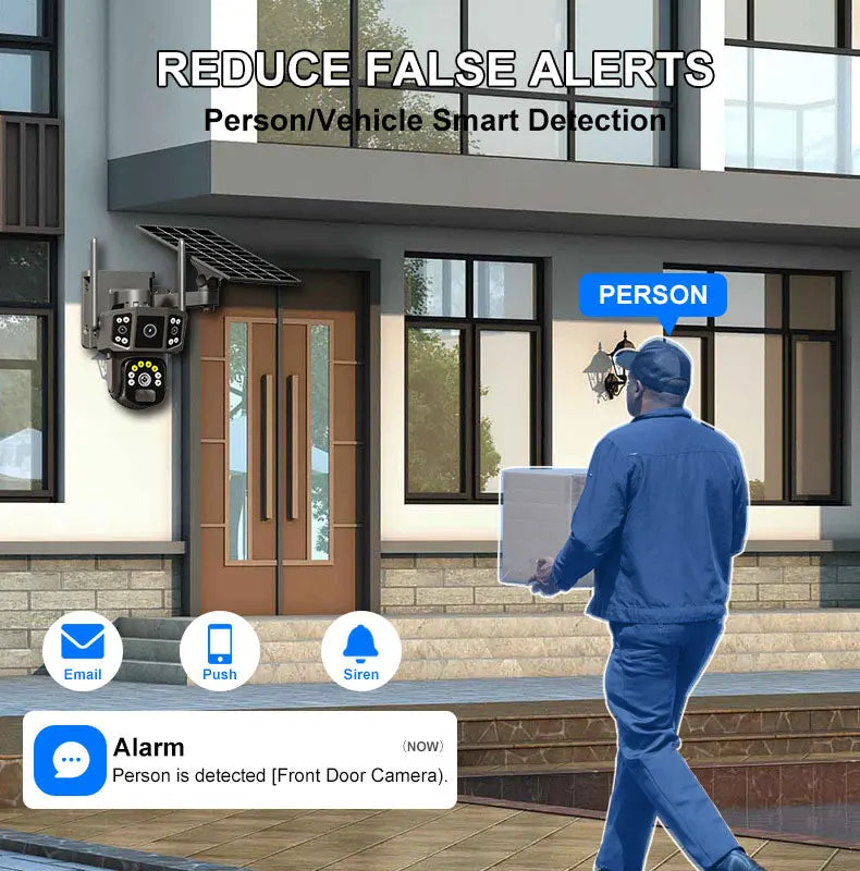 V380 4G SIM Solar Camera 4K Dual Lens Outdoor Security CCTV