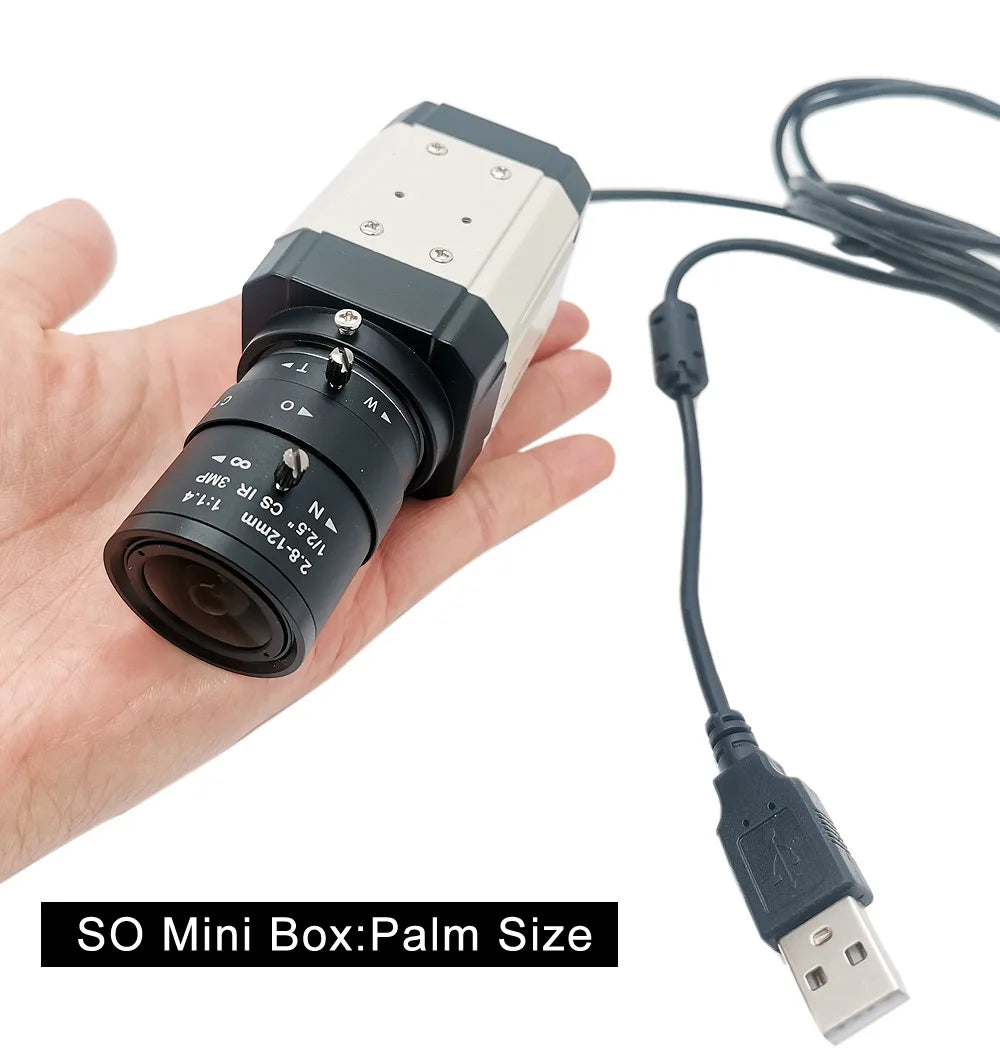 SUFCO 4MP USB WEBCam PC Camera 30fps 2560x1440 MJPG High Speed UVC BOX Camera Varifocal Zoom Lens 2.8-12mm/5-50mm or fix 6mmLens