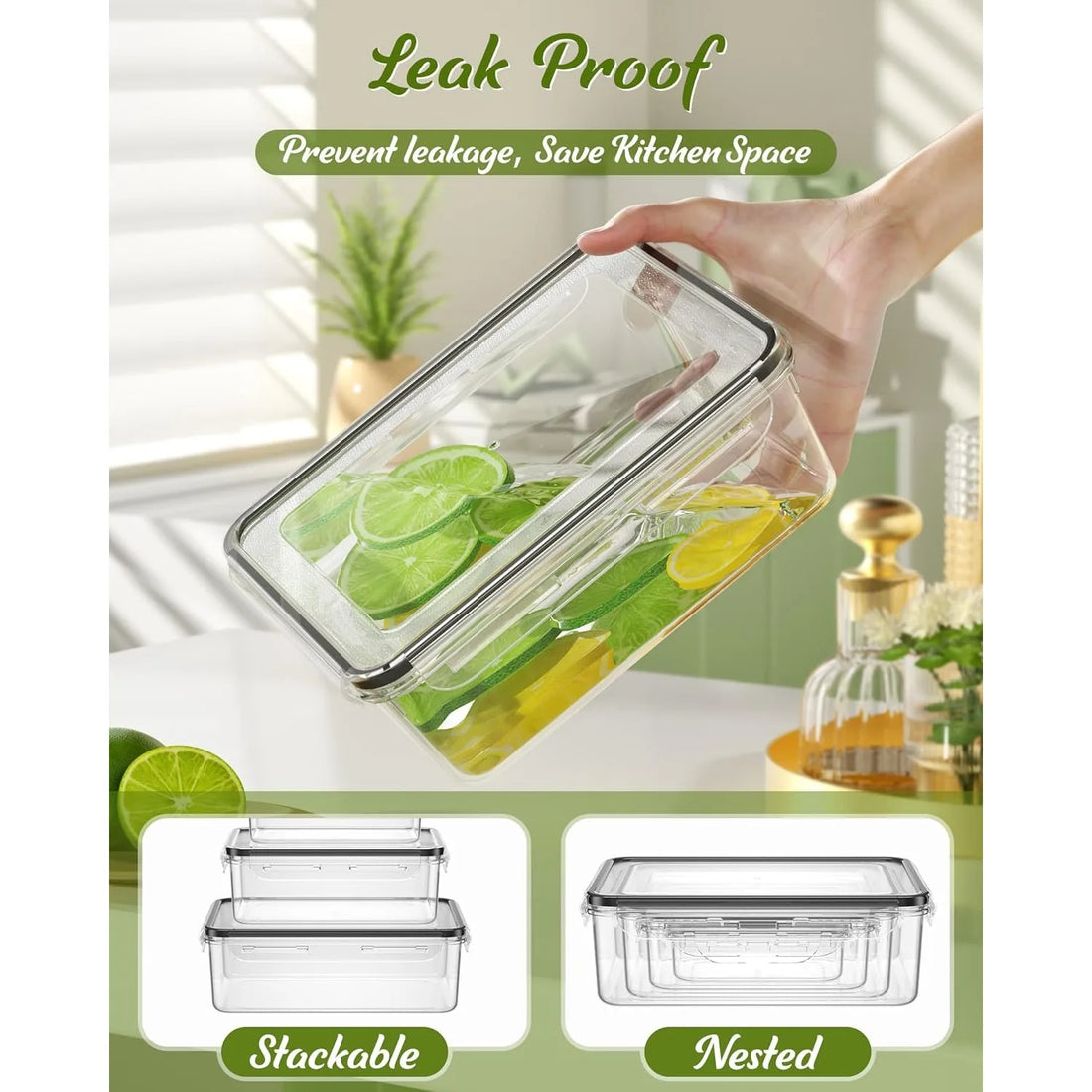 50 Piece Food Storage Containers with Lids(25 Containers & 25 Lids), BPA-Free Plastic Food Containers for Kitchen Storage