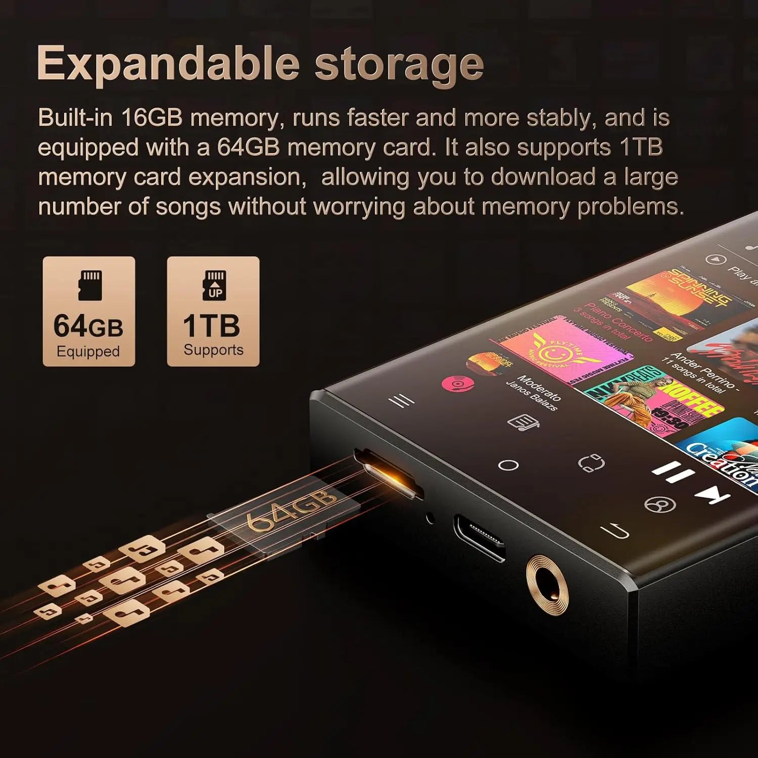 Hi-Fi Bluetooth & WiFi MP3 Player – 64GB Lossless Audio DSD